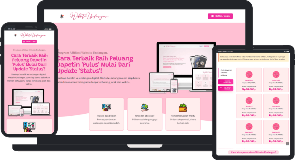 Preview Mockup Template JSON Landing Page Affiliate Website Undangan