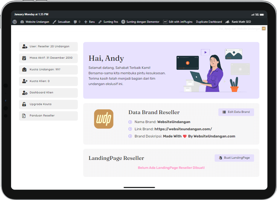 Demo Tampilan Dashboard Akses Reseller