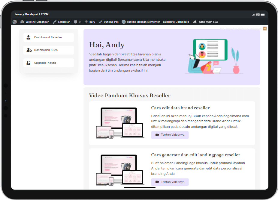 Halaman Pusat Panduan dan Edukasi Reseller WeddingSaas